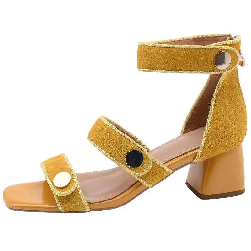 Abigail - Suede Block Heel Sandals