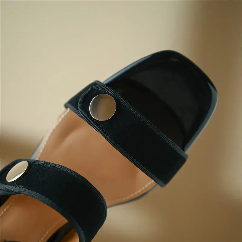 Abigail - Suede Block Heel Sandals