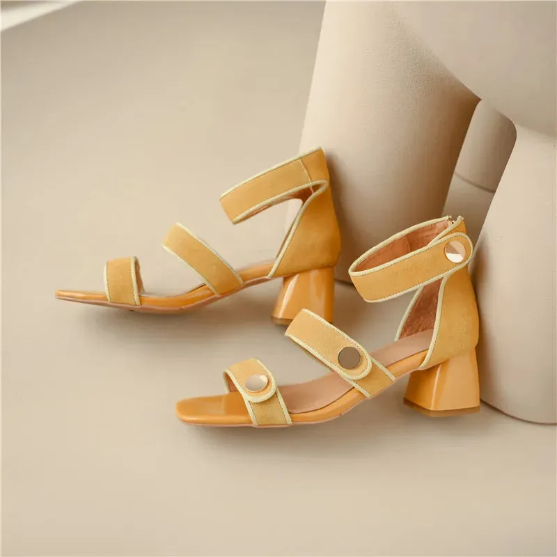 Abigail - Suede Block Heel Sandals