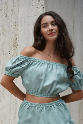 Aksinia Crop Top in Light Sea Green
