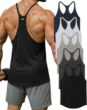 AMERICAN HEAVEN Men's 5 Pack Dry Fit Y-Back Muscle Tank | Stringer Workout Tank Tops