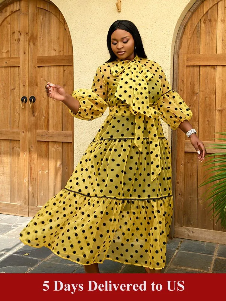 AOMEIDRESS Women Polka Dots Print Holiday Party Dresses Tulle A-line Dress