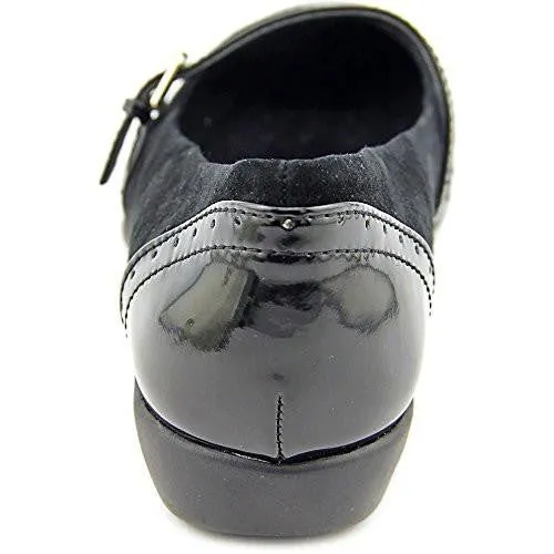 Aubree Cap Toe Leather Mary Jane Flats Black Suede Size 6