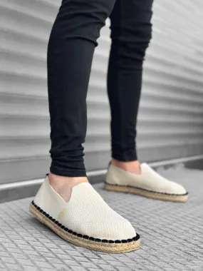 BA0224 Comfortable Flat Sole Espadrilles Knitted Knitwear Beige Casual Men's Shoes