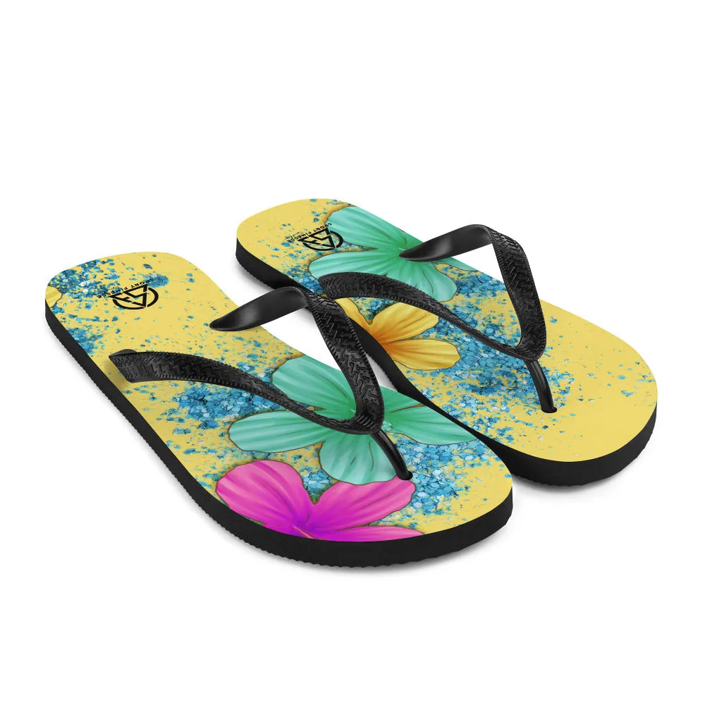 Beach Flowers Pattern Flip-Flops