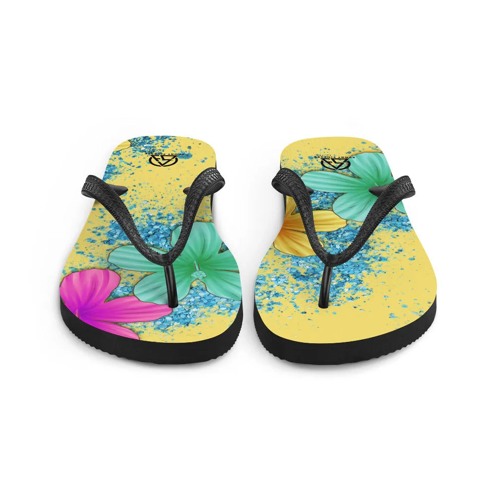 Beach Flowers Pattern Flip-Flops
