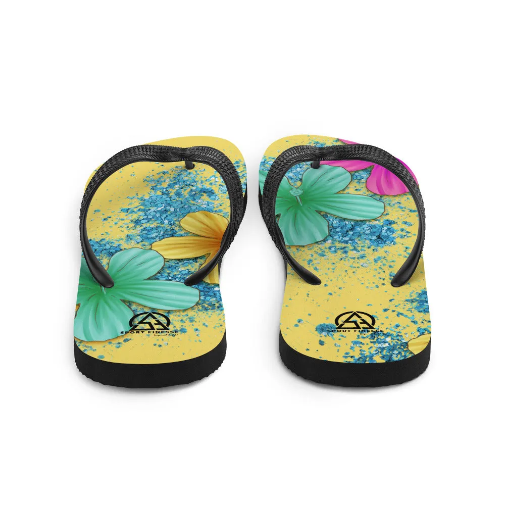 Beach Flowers Pattern Flip-Flops
