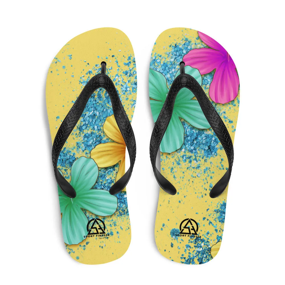 Beach Flowers Pattern Flip-Flops