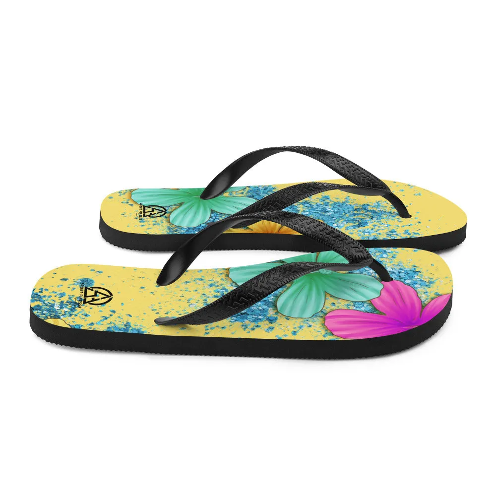 Beach Flowers Pattern Flip-Flops