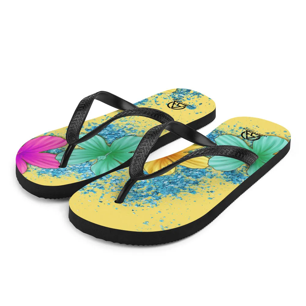 Beach Flowers Pattern Flip-Flops