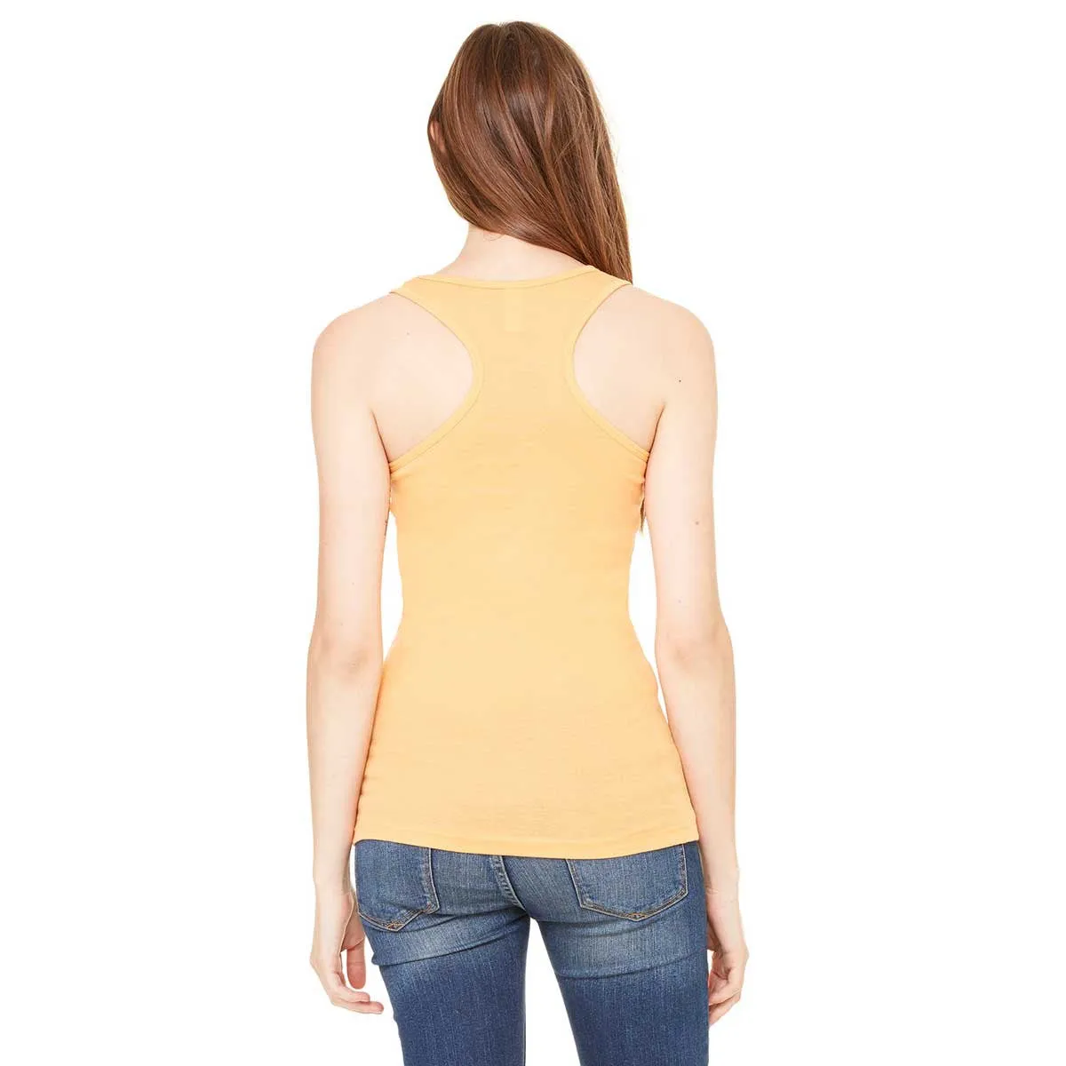 Bella   Canvas Women's Orange Sorbet Sheer Mini Rib Racerback Tank