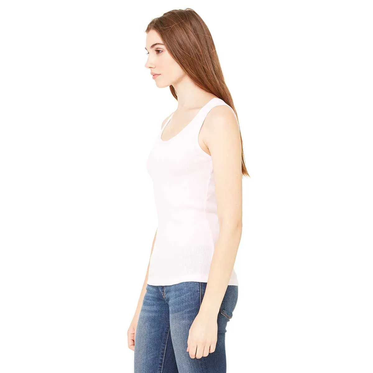Bella   Canvas Women's Soft Pink 2x1 Rib Tank