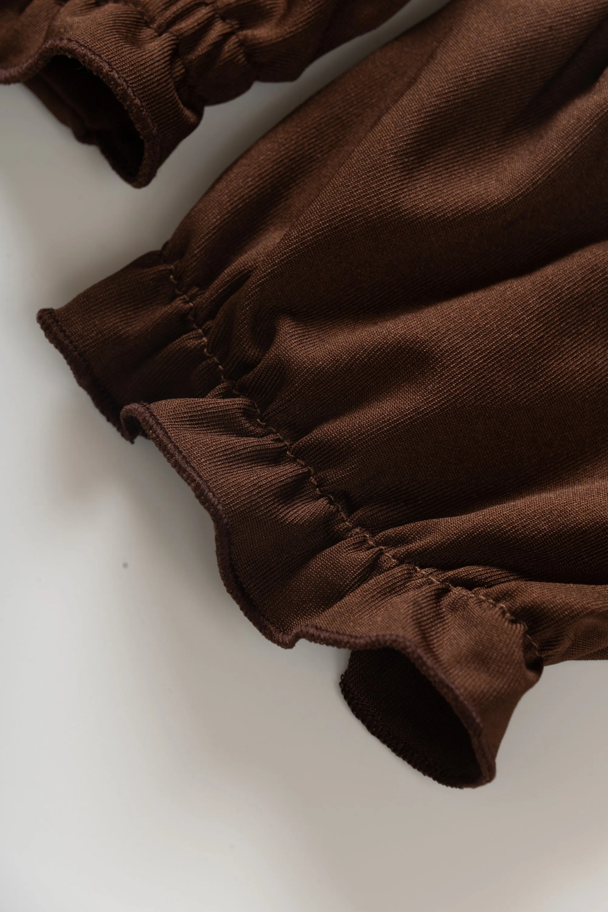 Brown Chic Draped Adjustable Straps Skirt Two-piece Dress