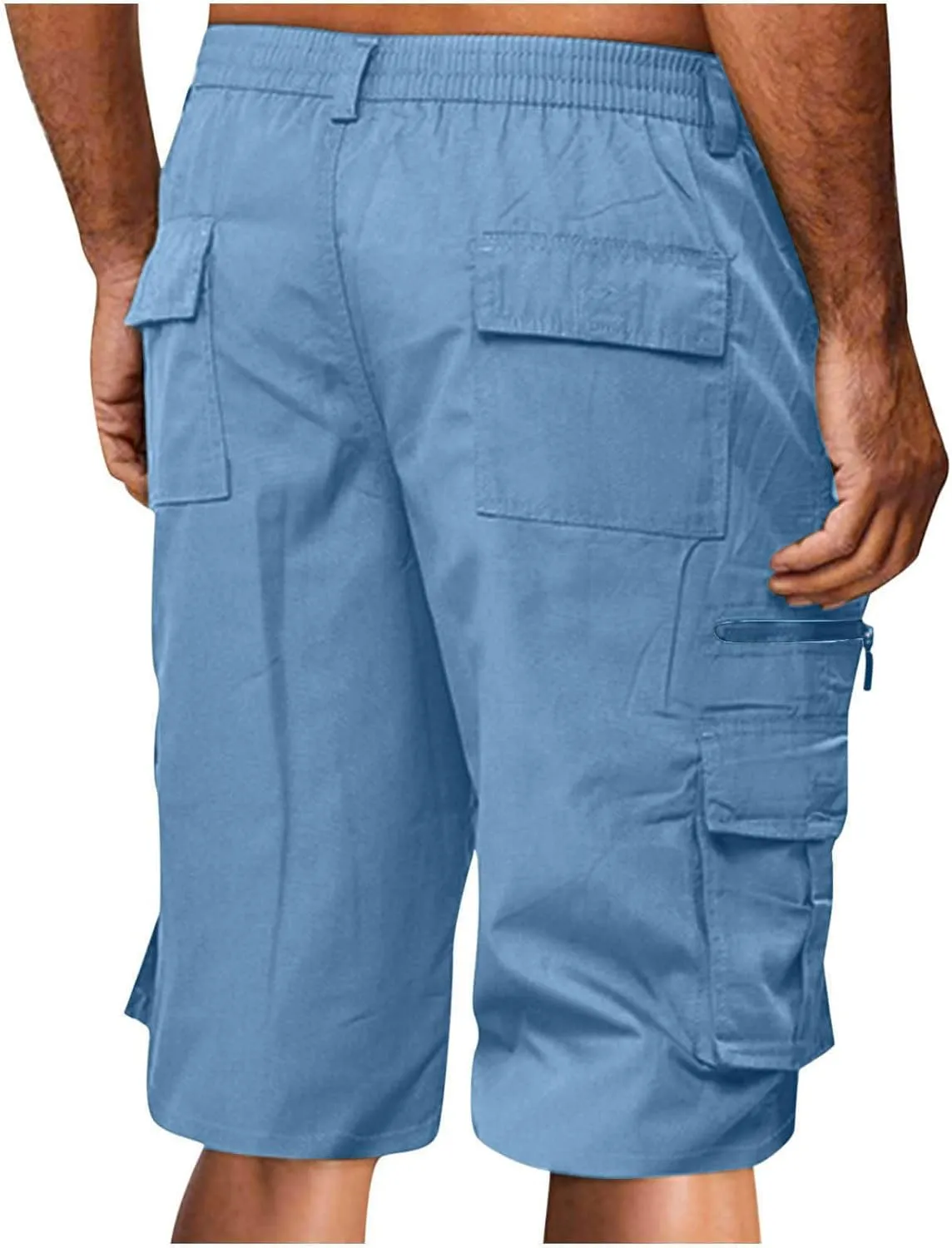 Cargo Shorts for Men Relaxed Fit Elastic Waist Bermuda Shorts Lightweight Multi-Pockets Casual Cargo Shorts