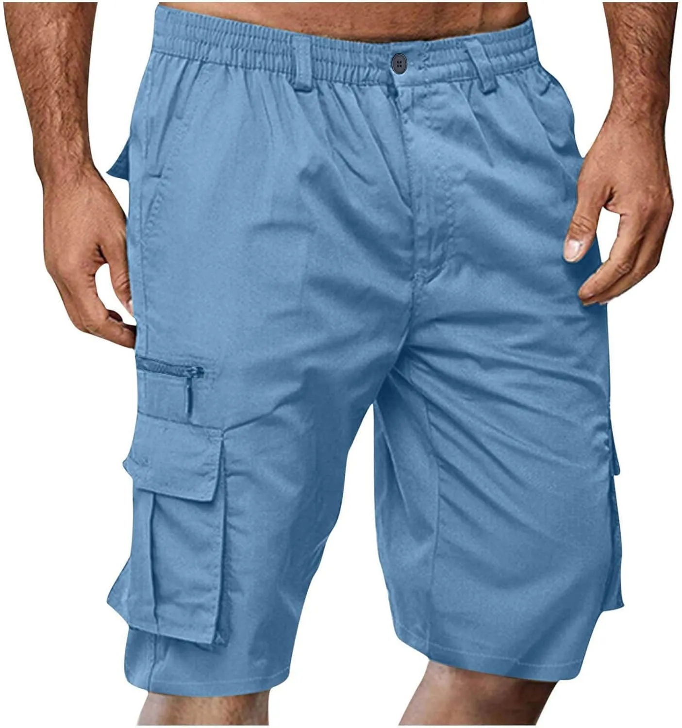 Cargo Shorts for Men Relaxed Fit Elastic Waist Bermuda Shorts Lightweight Multi-Pockets Casual Cargo Shorts