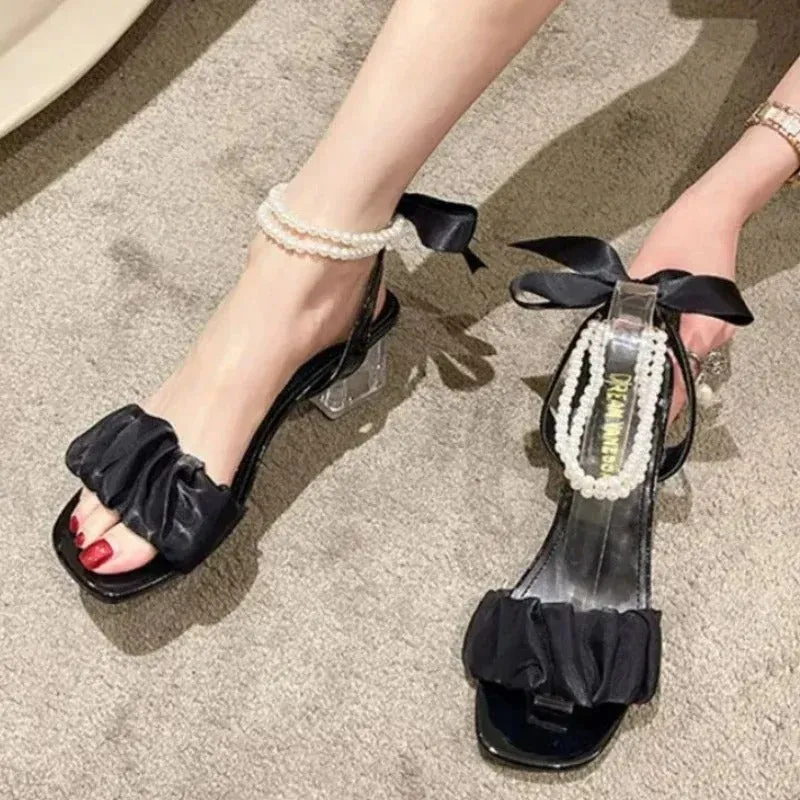 Cassia - Elegant Pearl-Embellished Open-Toe Sandals for Women