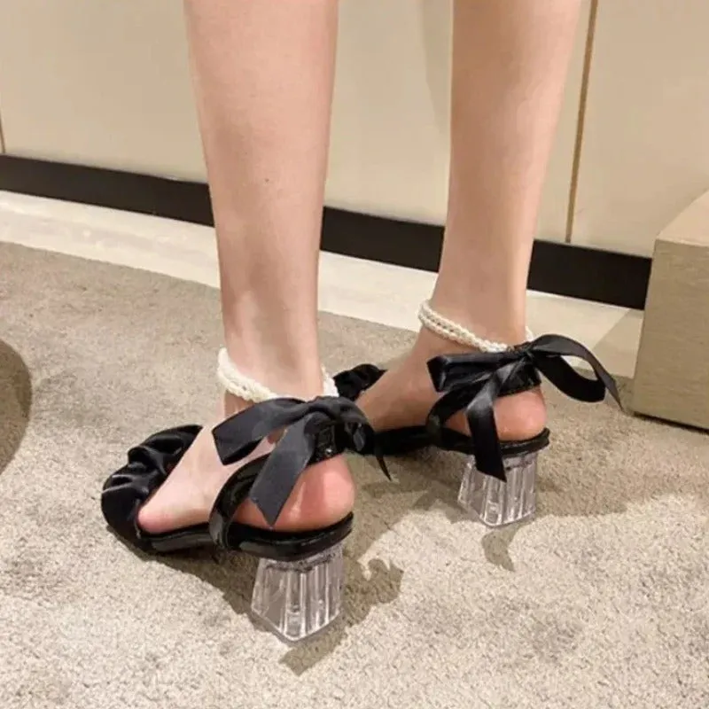 Cassia - Elegant Pearl-Embellished Open-Toe Sandals for Women