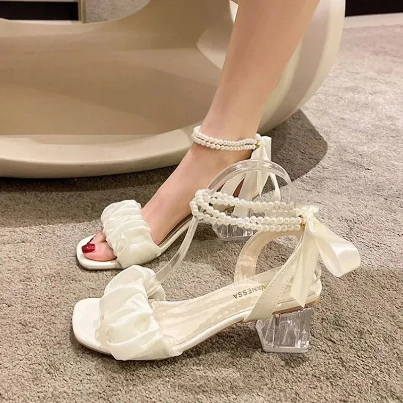 Cassia - Elegant Pearl-Embellished Open-Toe Sandals for Women