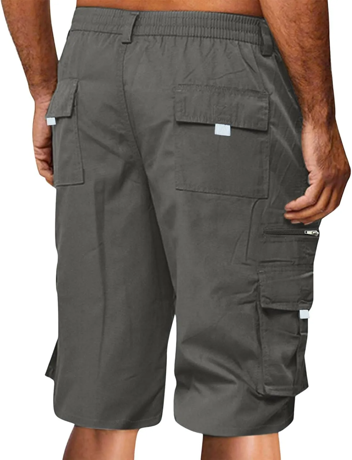 Cathalem Cargo Shorts for Men, Men's Elastic Waist Cargo Shorts Summer Relaxed Fit Outdoor Work Shorts Athletic Shorts