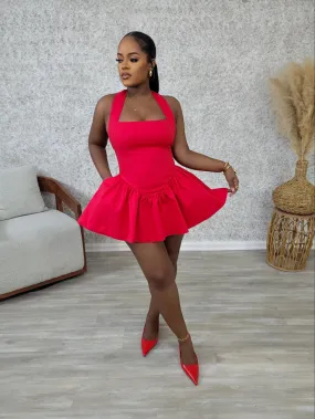 Chic Charm Mini Dress(Red)