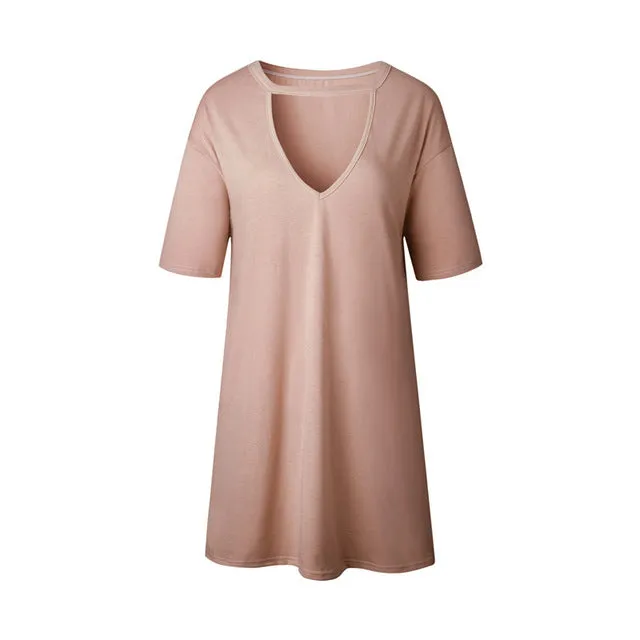 Chic keyhole mini tshirt dress