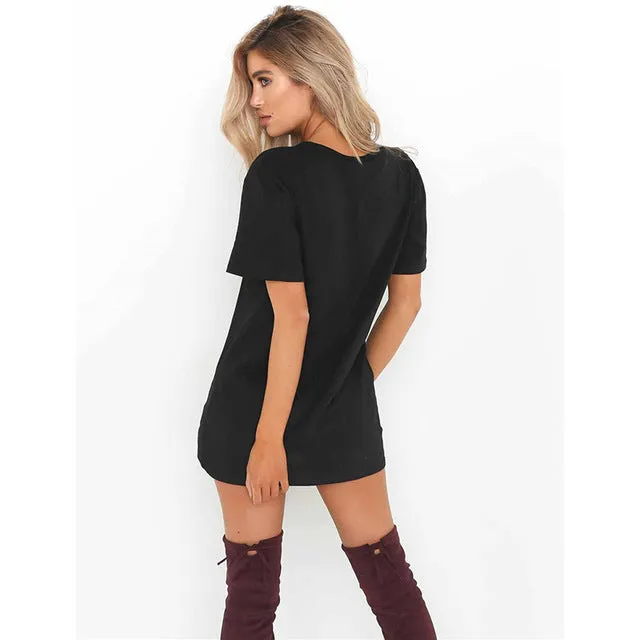 Chic keyhole mini tshirt dress