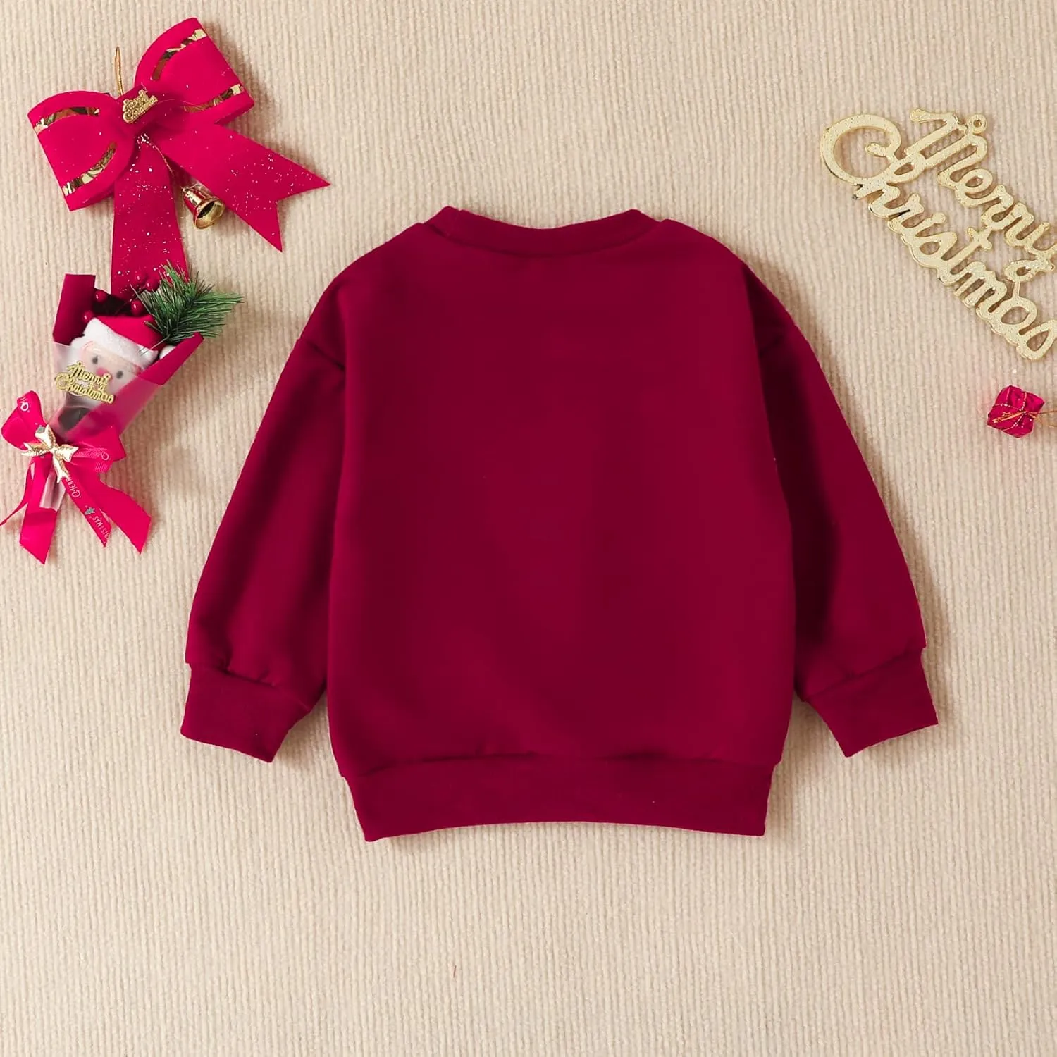 Christmas Outfit Toddler Baby Girl Pink Sweatshirt Long Sleeve Crewneck Pullover Xmas Santa Shirt Tops Winter Clothes