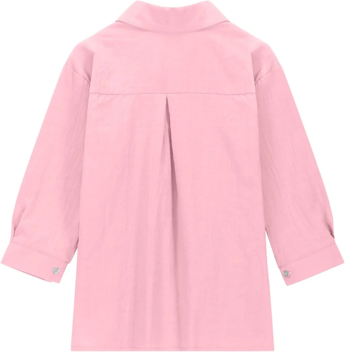 Cotton Linen Shirts for Girls Summer Spring Holiday Tops Casual Loose Fit Breathable Button Down Roll Up Sleeve Shirt