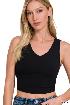 Cotton V-Neck Cami Solid Tank Top