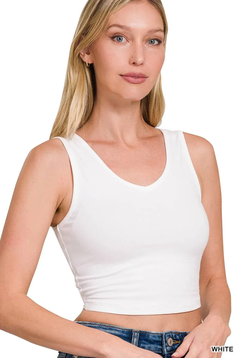 Cotton V-Neck Cami Solid Tank Top