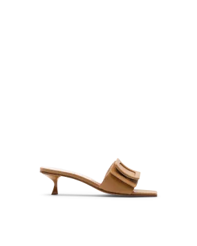 Covered Buckle Kitten Heel Mules