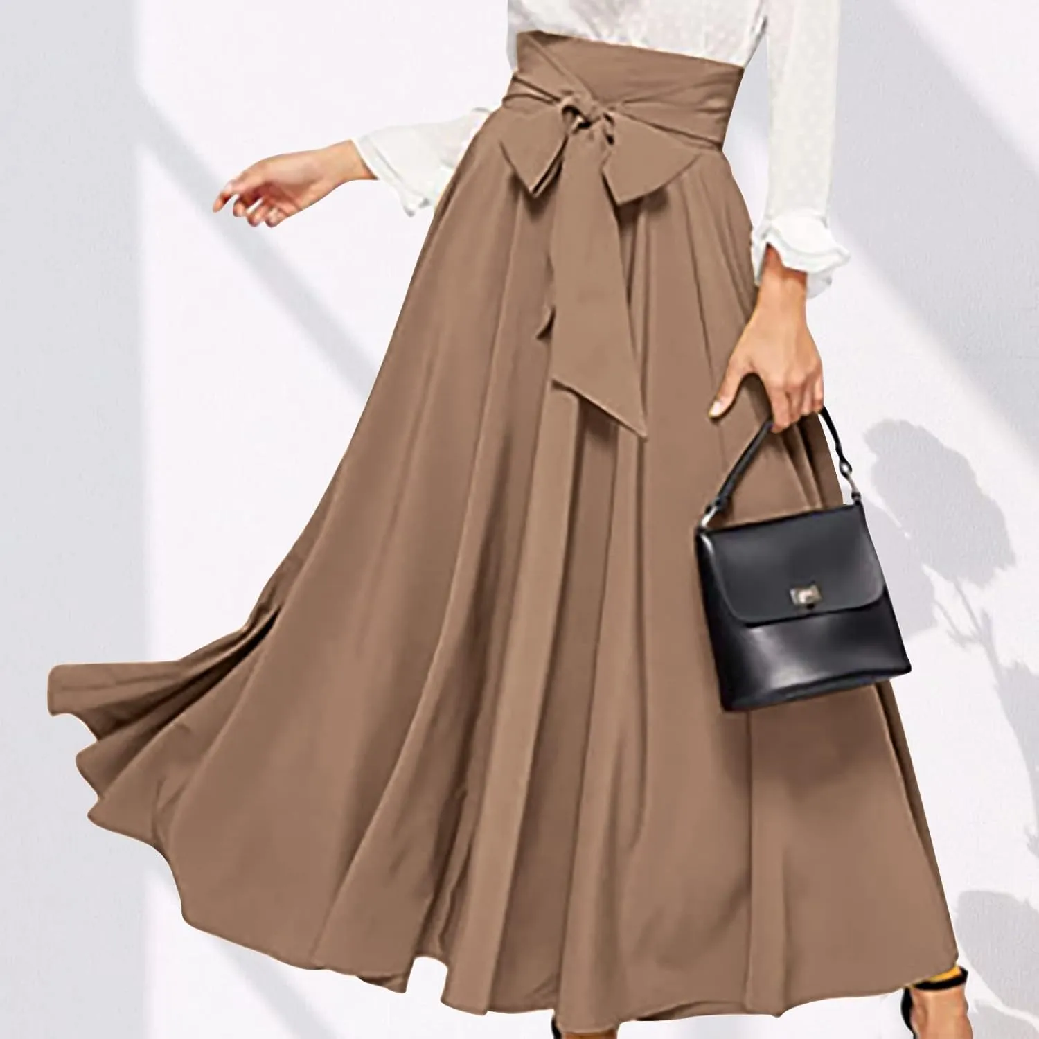 Elegant High Waisted Skirts for Women Plus Size Stretchy Business Work Maxi Skirt A Line Office Dress