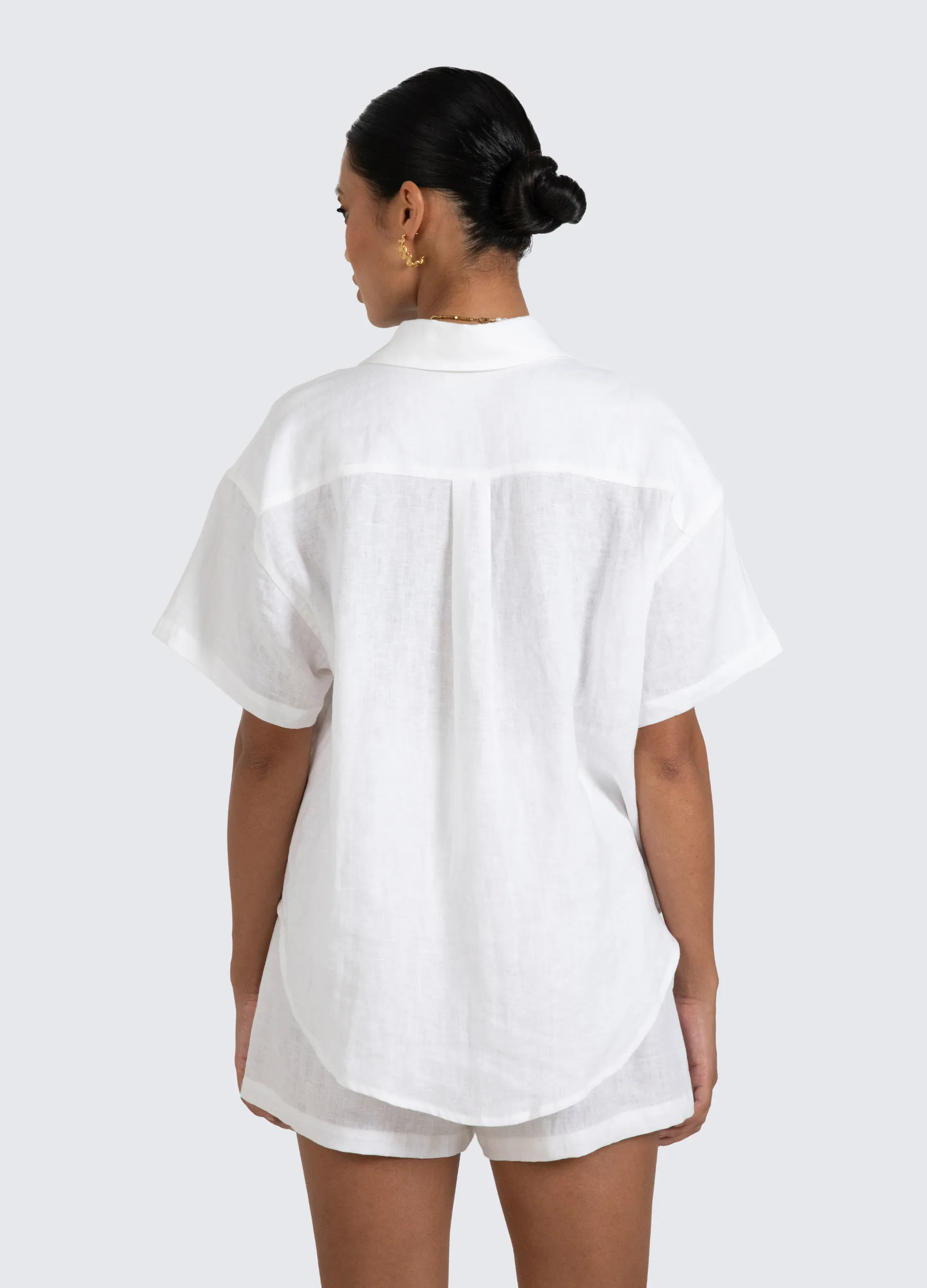 ESTL - Short Sleeve Lucinda Linen Shirt - White
