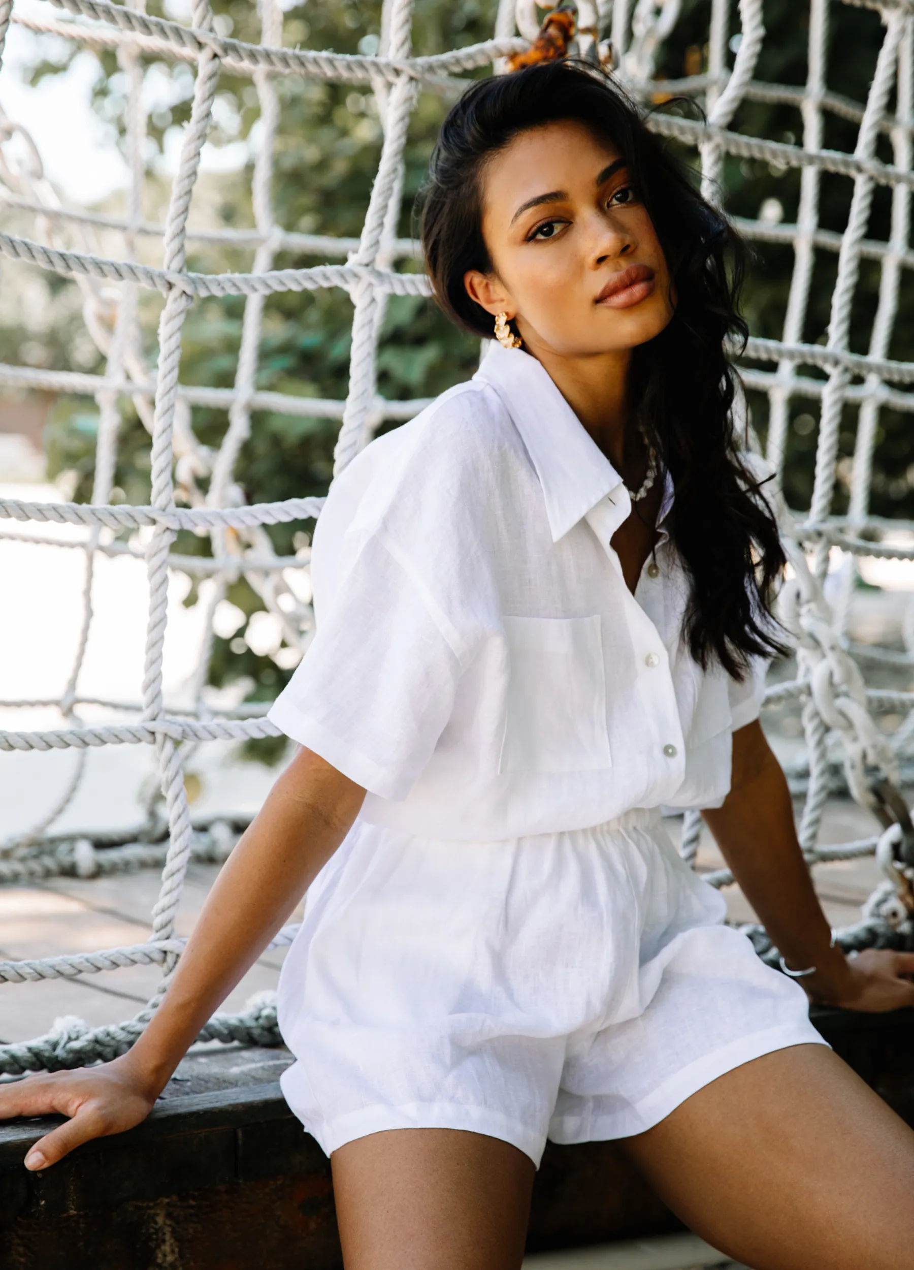 ESTL - Short Sleeve Lucinda Linen Shirt - White
