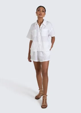 ESTL - Short Sleeve Lucinda Linen Shirt - White