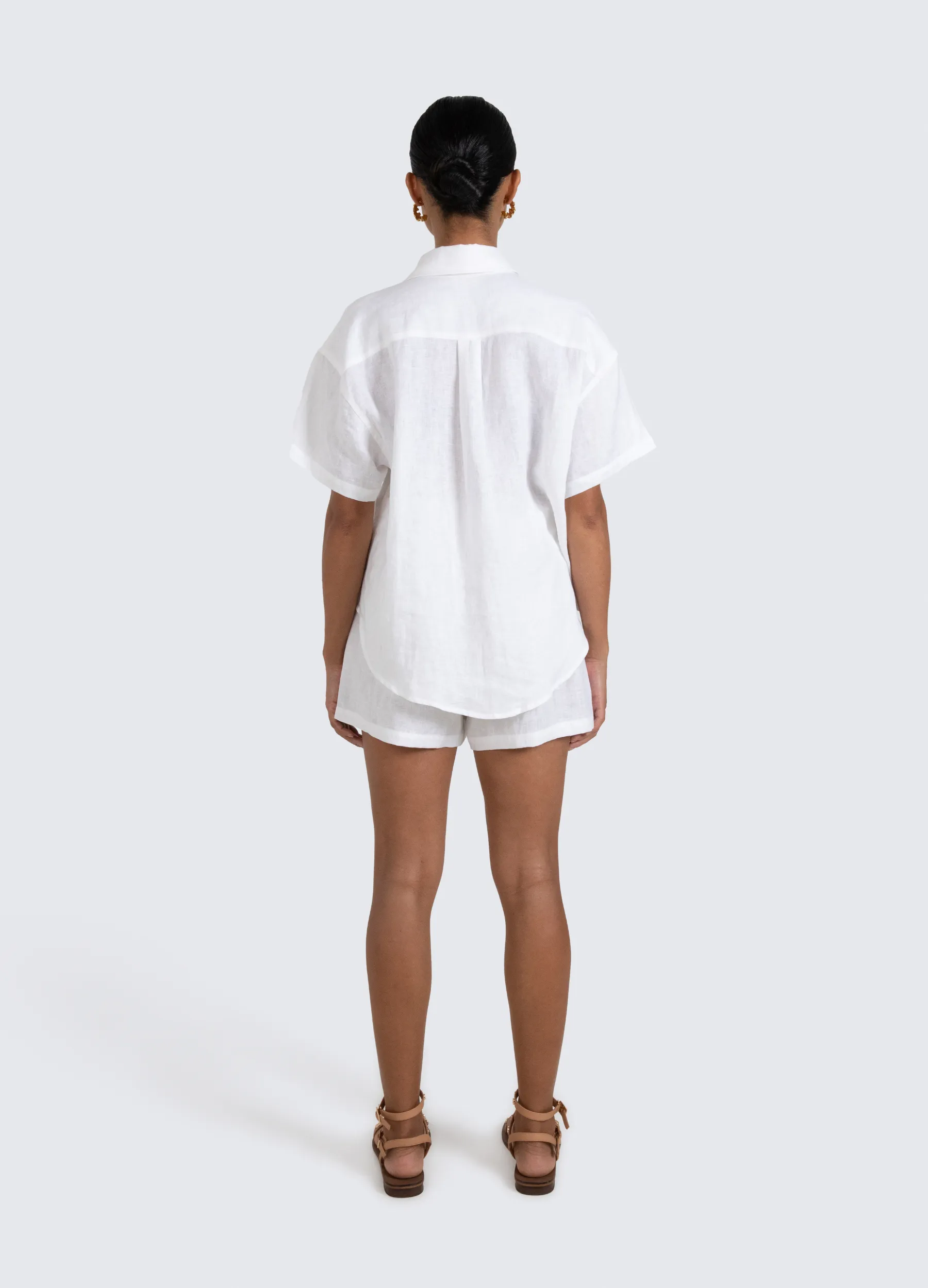 ESTL - Short Sleeve Lucinda Linen Shirt - White