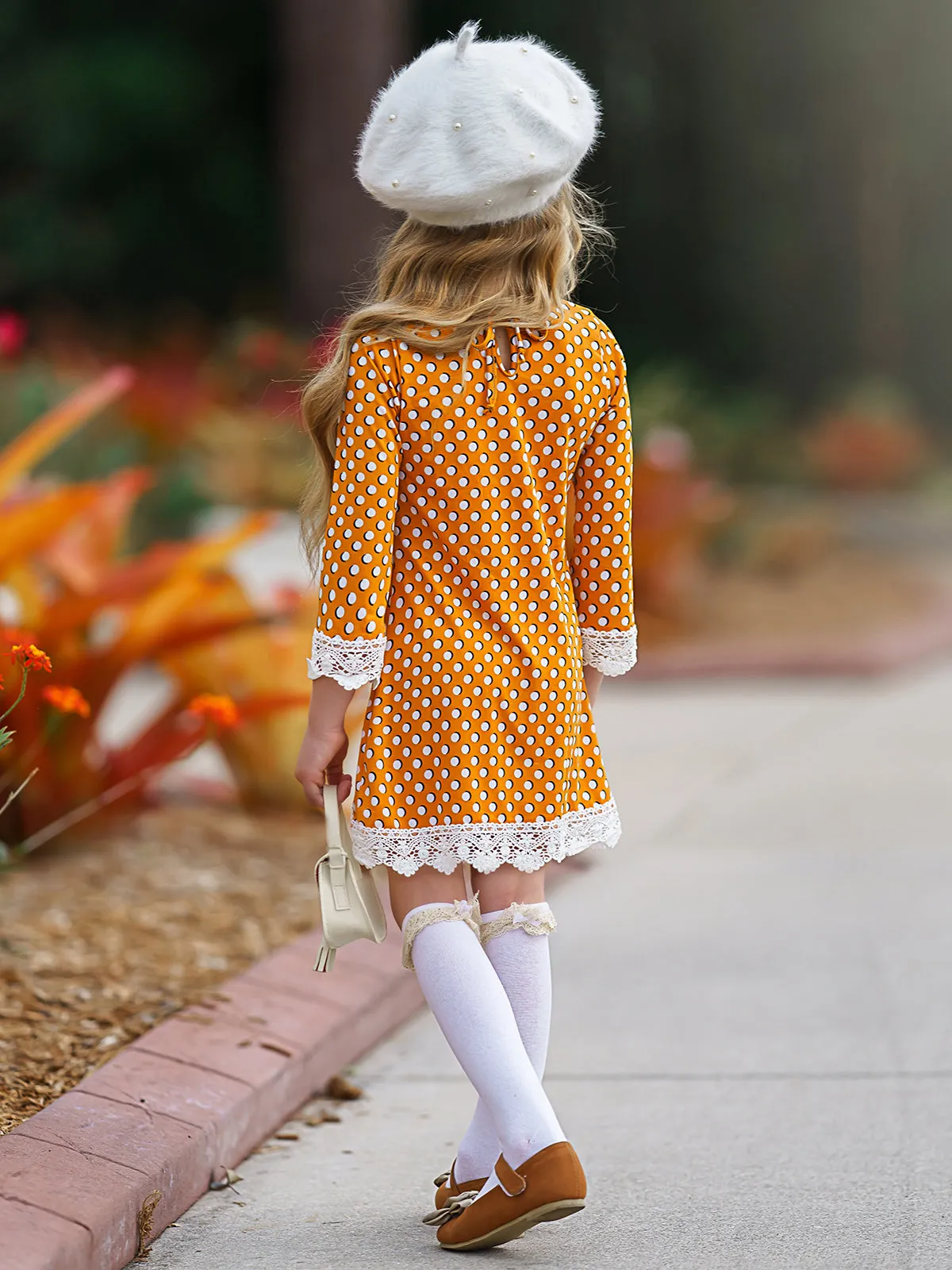 Girls Crochet Bib, Hem And Sleeve Boho Dress
