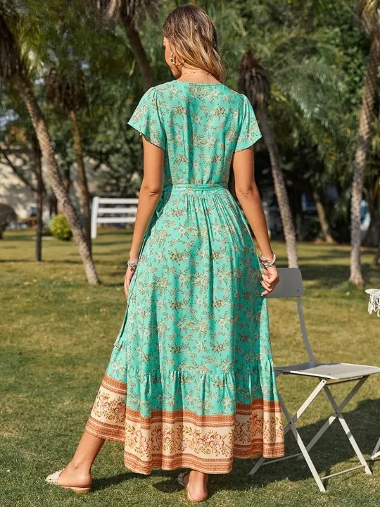 Green Boho Maxi Dress
