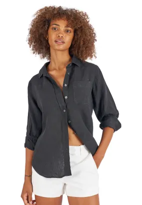 Iris Black Classic Fit Linen Shirt