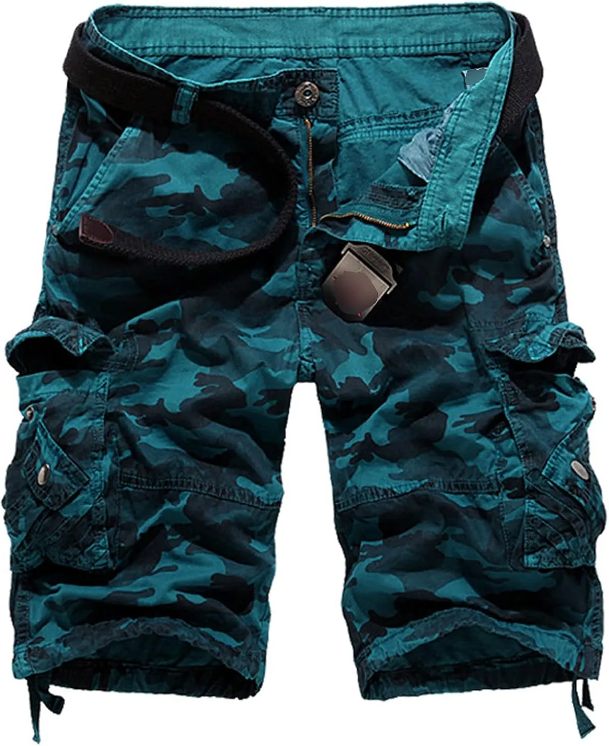 JEsilunmaMY Men's Multi Pocket Camo Cargo Shorts Relaxed Fit Outdoor Camouflage Shorts Casual Loose Cotton Military Shorts