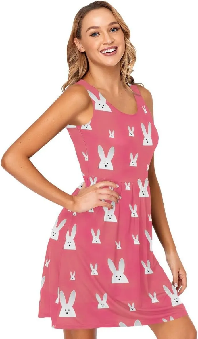 linqin Women's Casual Sleeveless Summer Dress with Pockets Mardi Gras Pattern Beach Shift Dress
