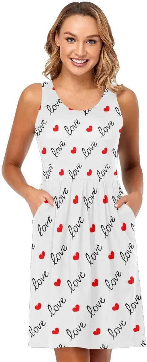 linqin Women's Casual Sleeveless Summer Dress with Pockets Mardi Gras Pattern Beach Shift Dress