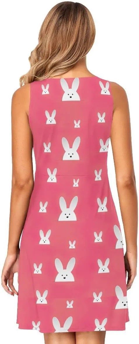 linqin Women's Casual Sleeveless Summer Dress with Pockets Mardi Gras Pattern Beach Shift Dress