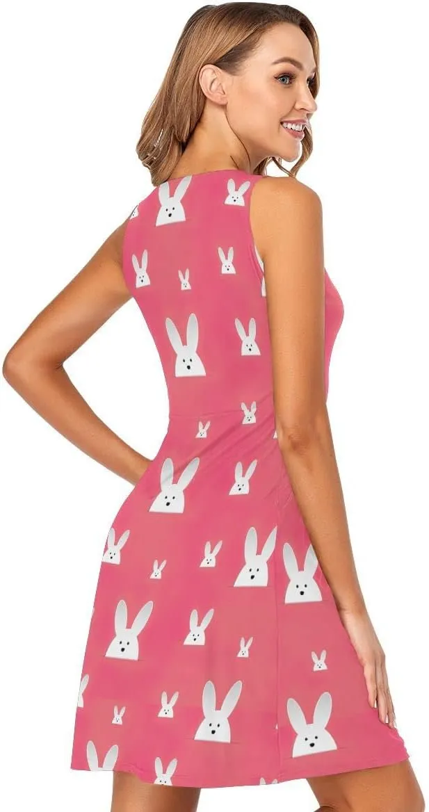 linqin Women's Casual Sleeveless Summer Dress with Pockets Mardi Gras Pattern Beach Shift Dress