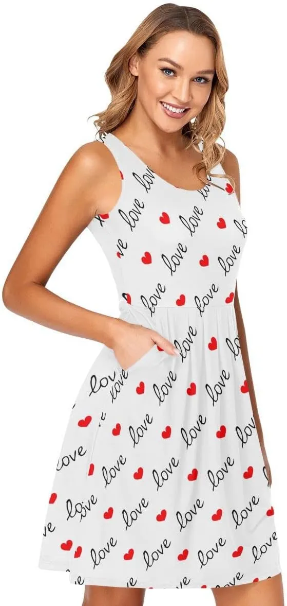 linqin Women's Casual Sleeveless Summer Dress with Pockets Mardi Gras Pattern Beach Shift Dress