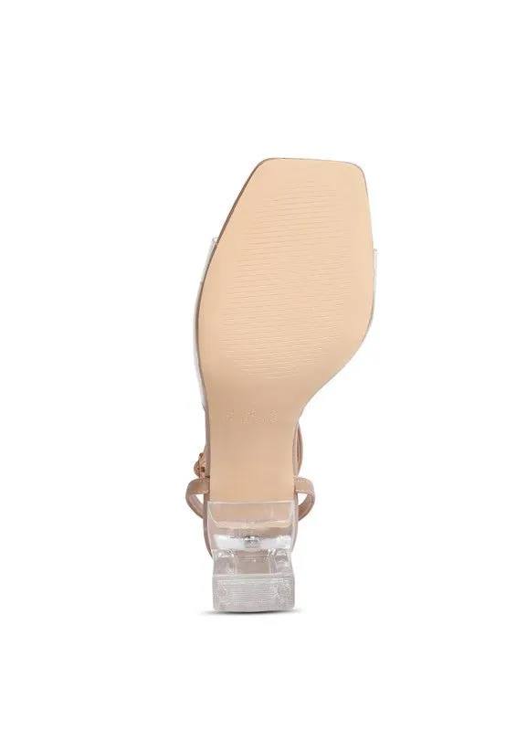 London Rag Twinkle Clear Block Heel Sandal