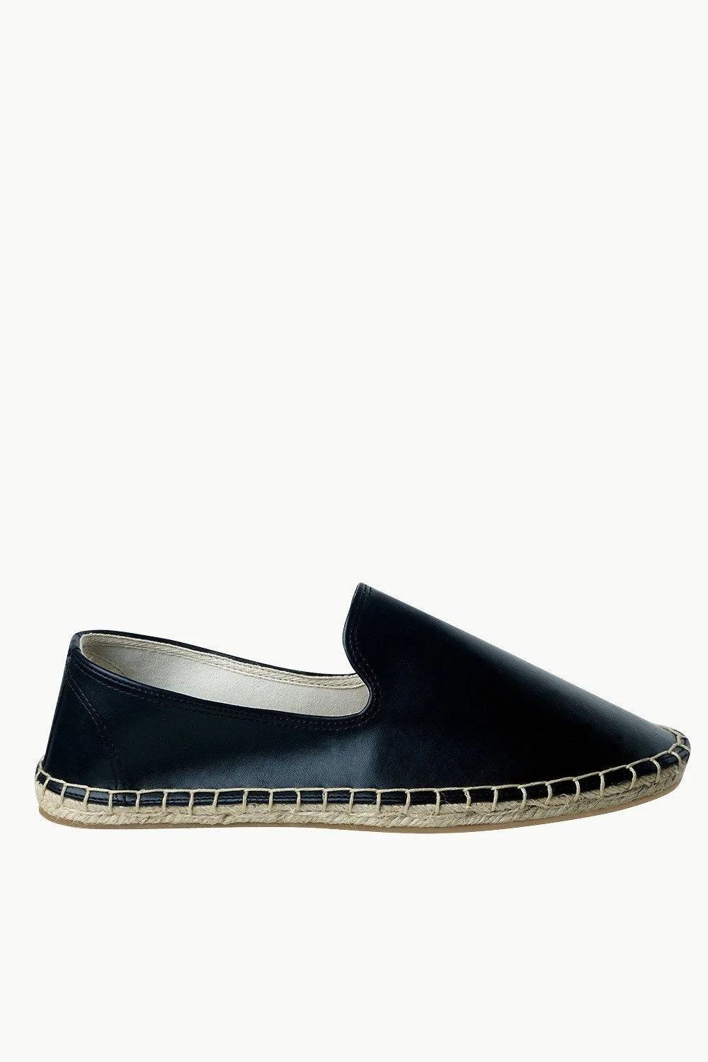 Men's Black Faux Leather Slip-On Espadrilles