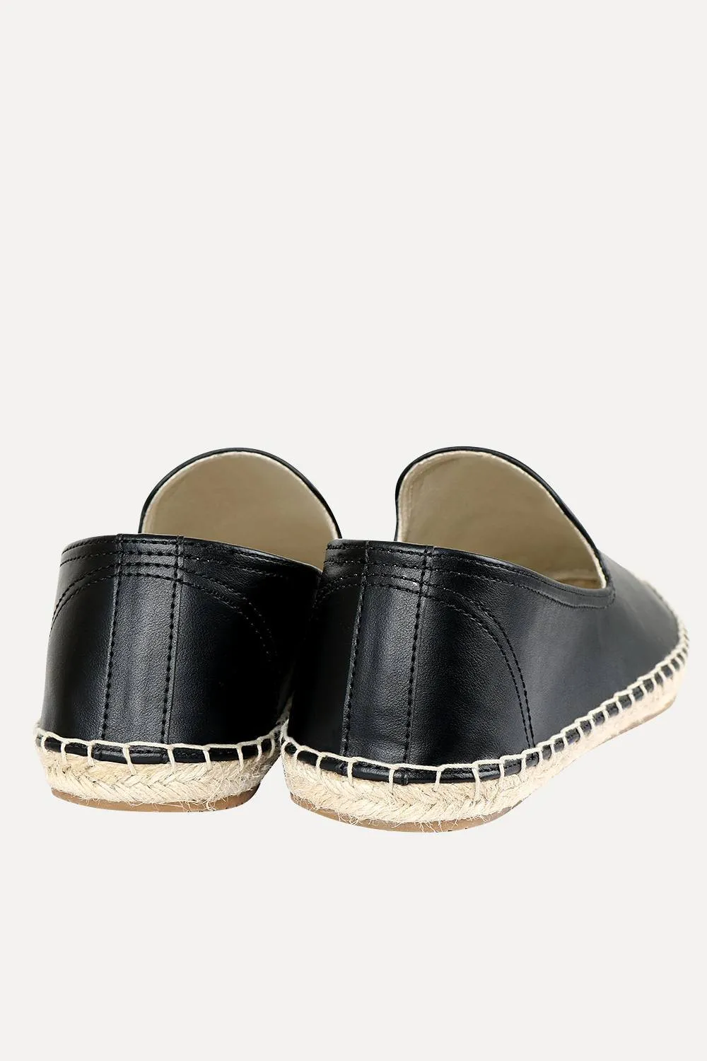 Men's Black Faux Leather Slip-On Espadrilles
