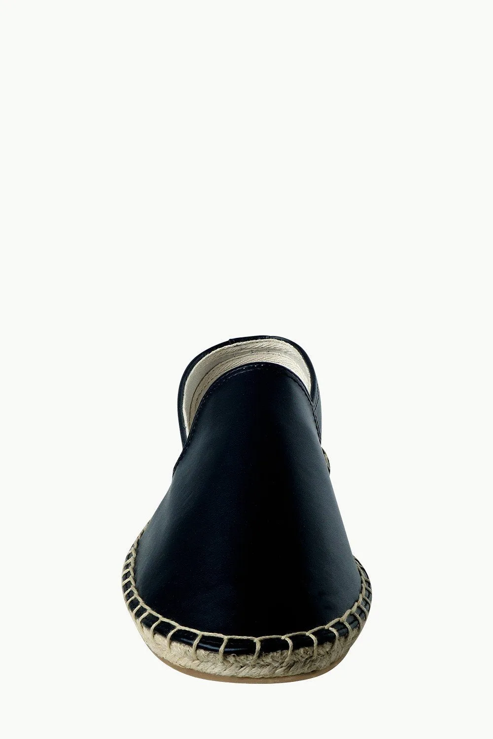 Men's Black Faux Leather Slip-On Espadrilles