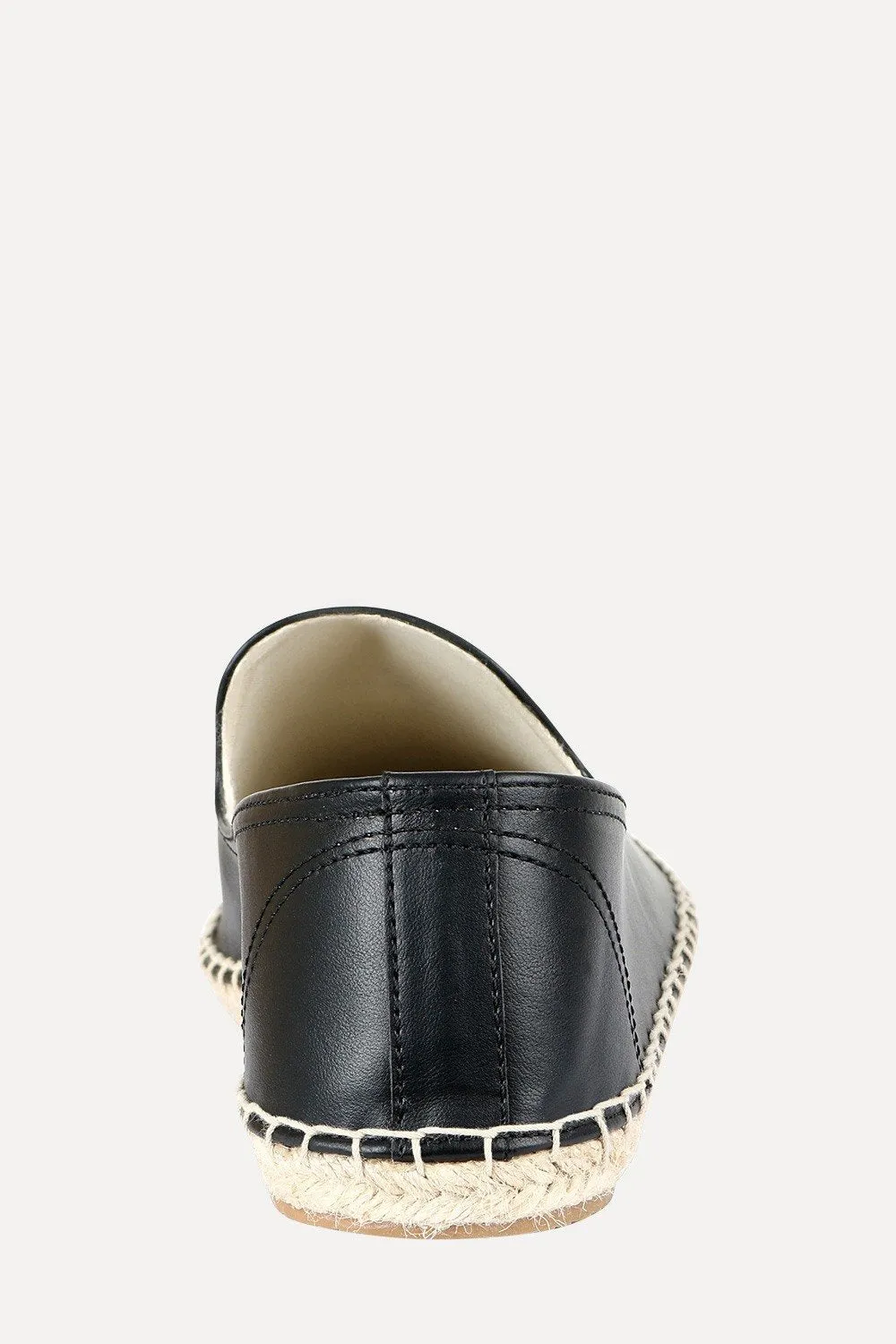Men's Black Faux Leather Slip-On Espadrilles